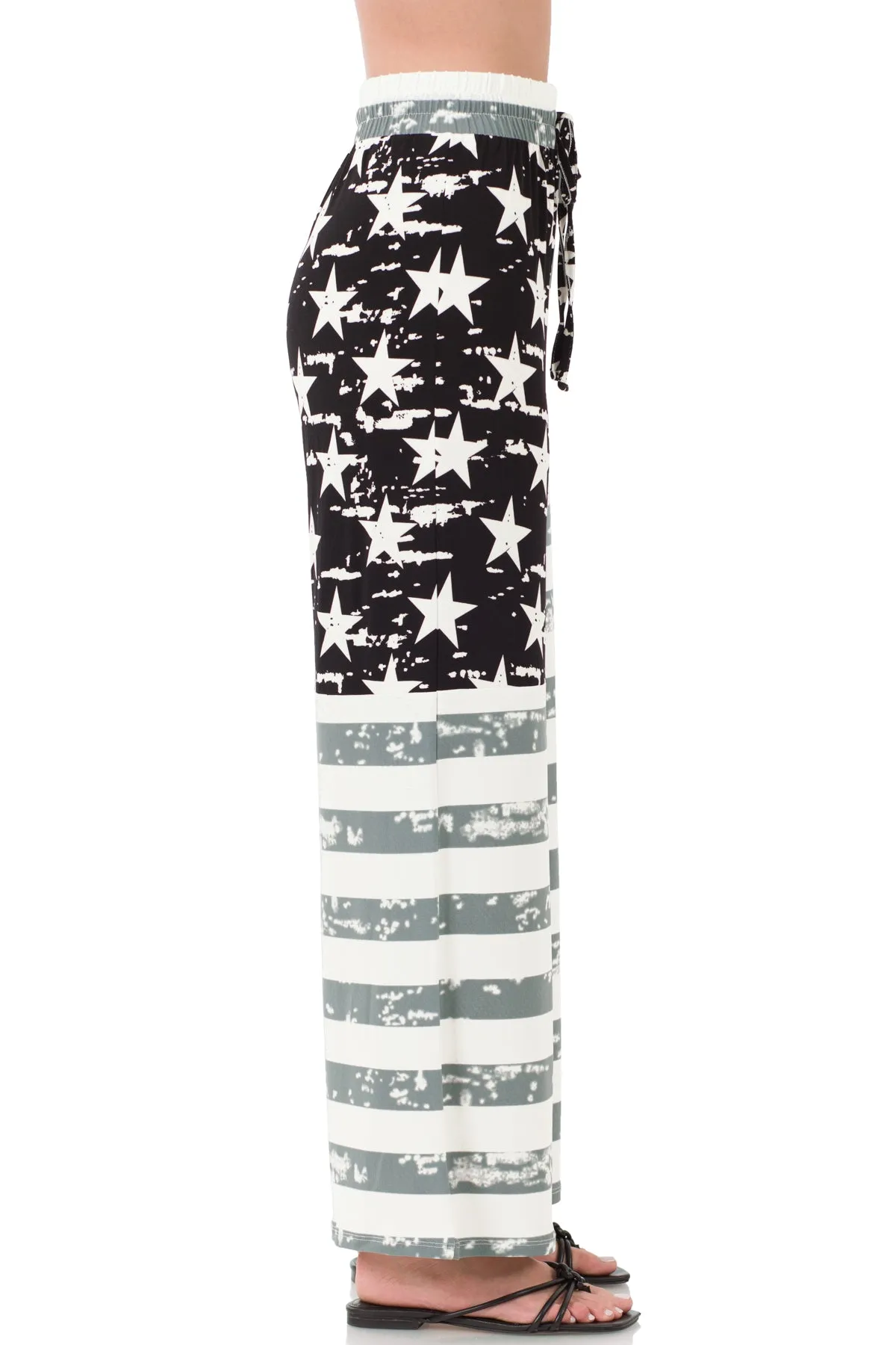 AMERICAN FLAG DRAWSTRING WIDE LEG PANTS