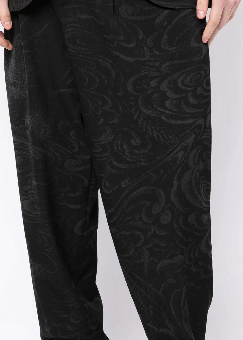 Black Dragon Print Pants