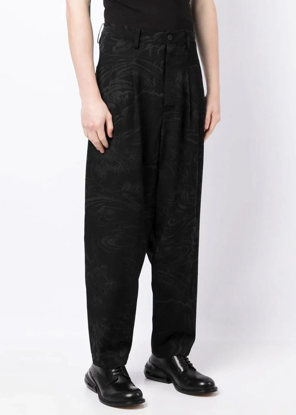 Black Dragon Print Pants