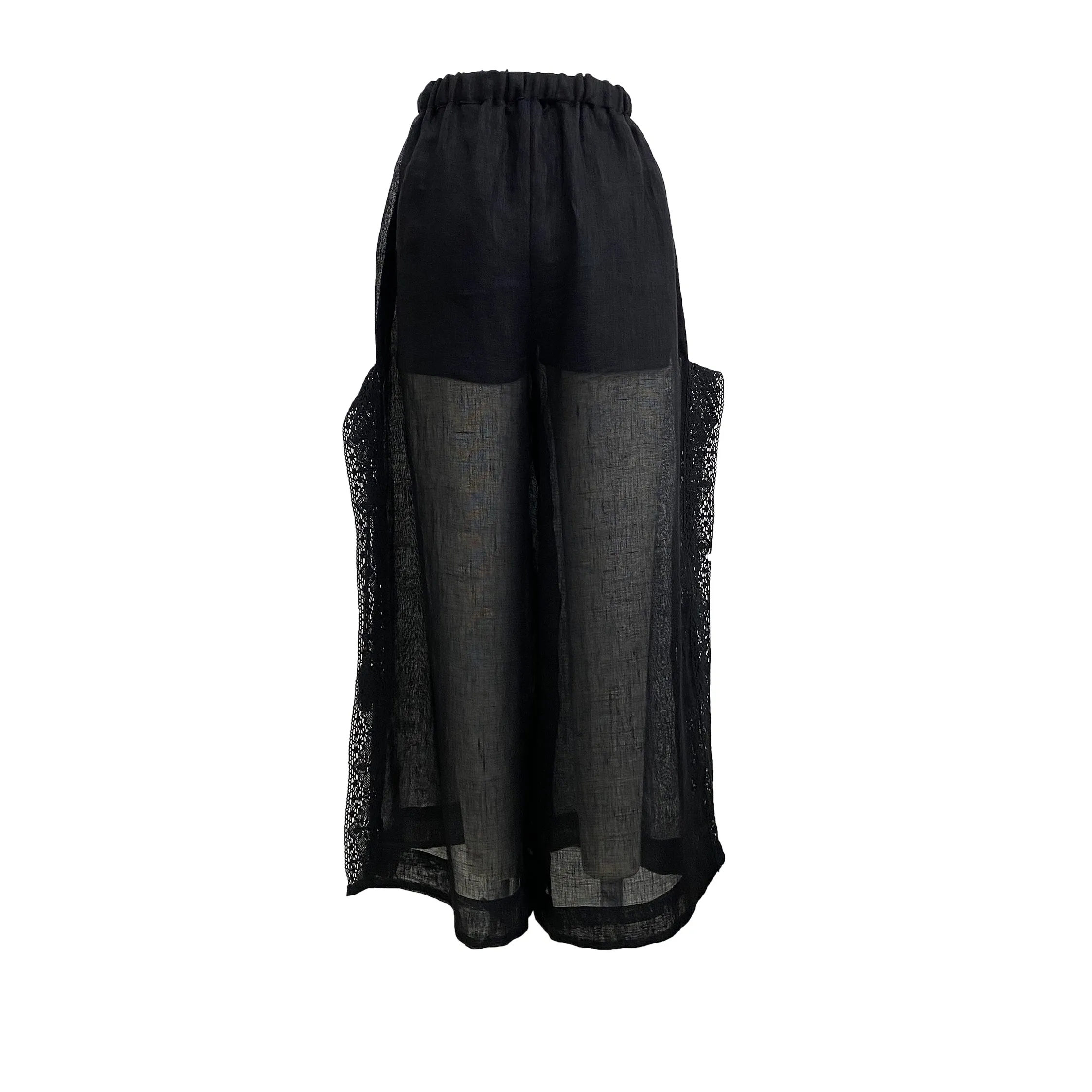 Black Linen Pant with Side Slit