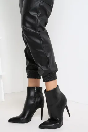 Black PU Pointed Boots