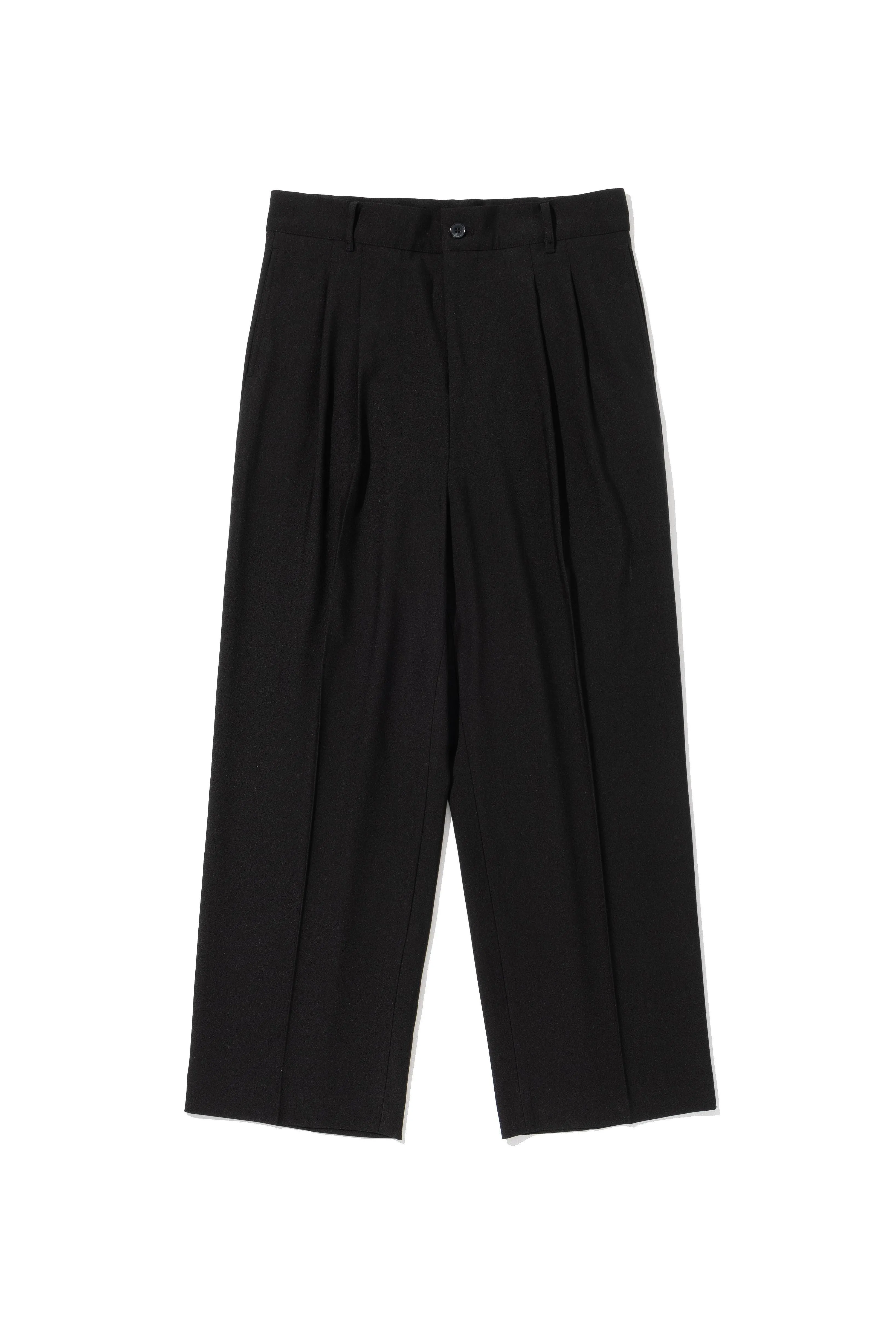 Black Two Tuck Wide Pants