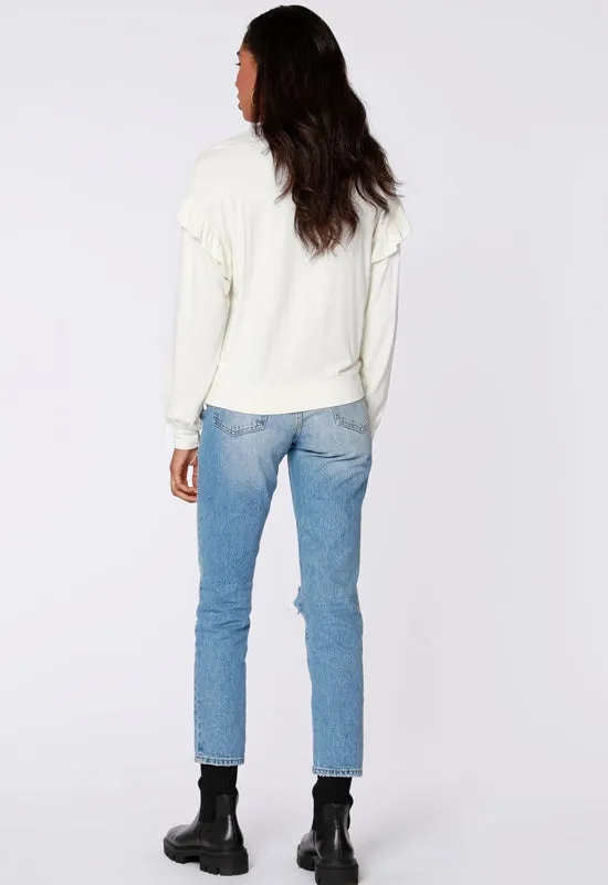 Bobi - Ruffle Sweatshirt Cream