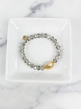 Bracelet Crystal Beaded Gold Football in Mystic Gray