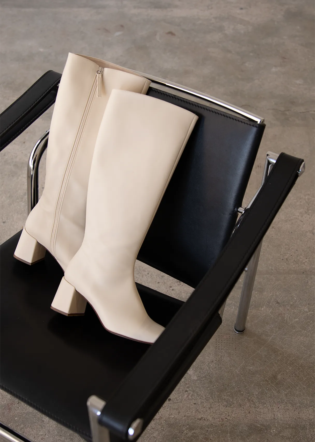 Chalk Warm White Vegan Leather Boots