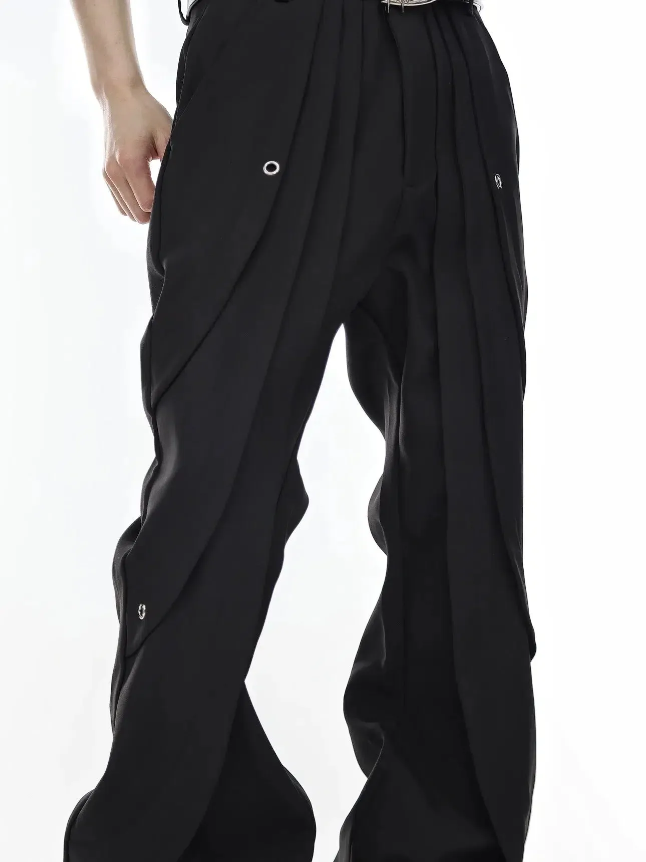 Consecutive Folds Wide Leg Pants