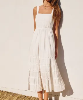 Cotton Jacquard Tiered Dress - Ivory