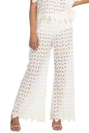 Cream Zig Zag Lace Wide-Leg Tango Pants