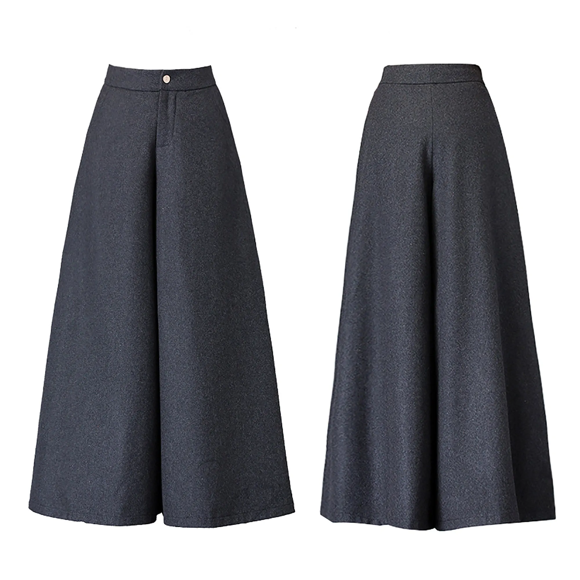 Custom Wool Blend High Rise Cropped Wide Leg Pants