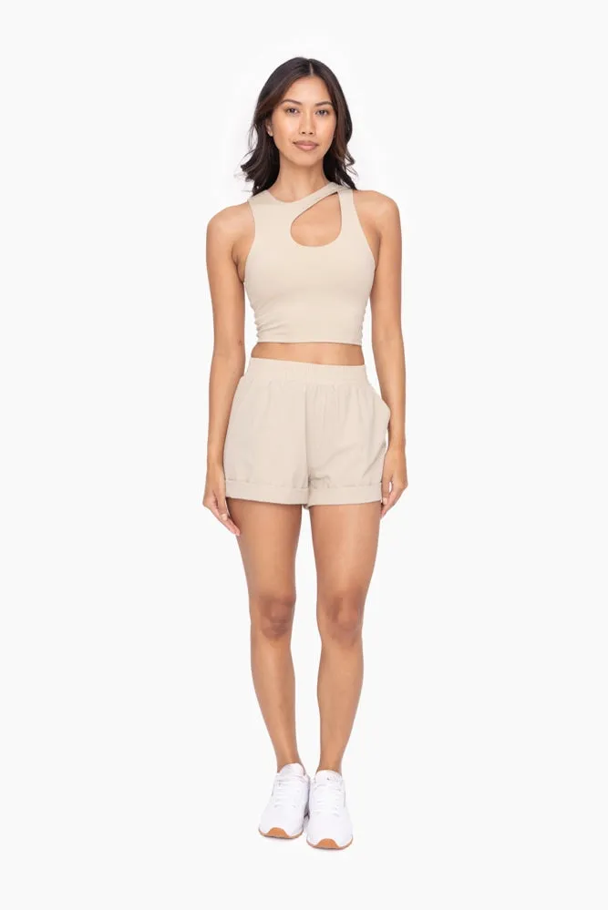 Cutout Cropped Bra Top - Khaki