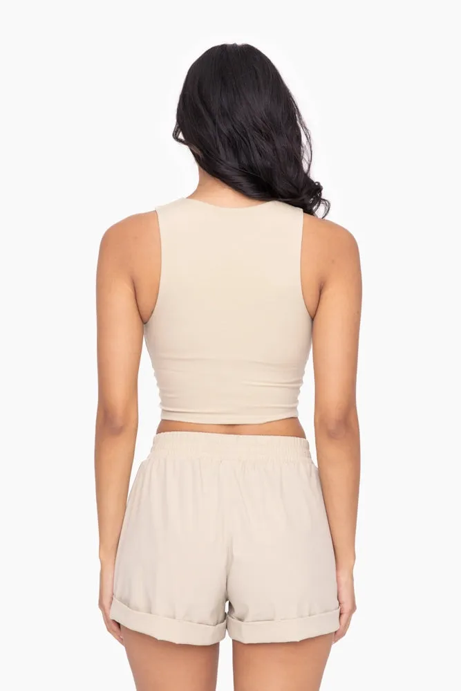 Cutout Cropped Bra Top - Khaki