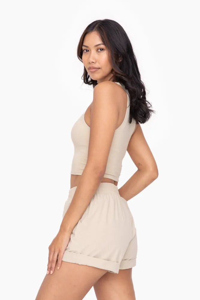 Cutout Cropped Bra Top - Khaki