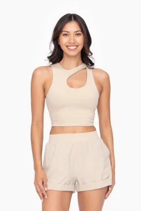 Cutout Cropped Bra Top - Khaki