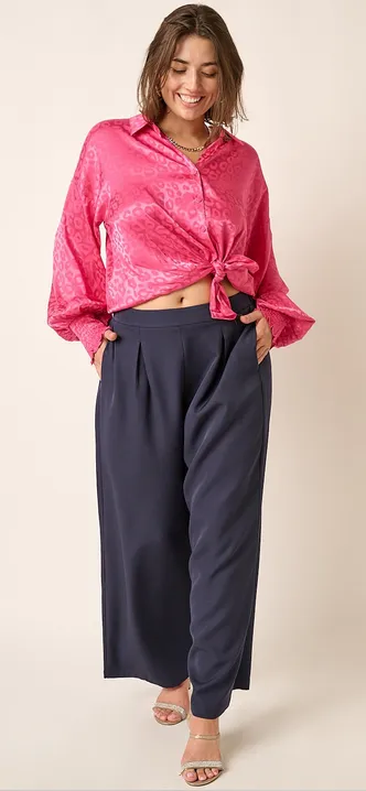 Dorian Wide Leg Pants in Deep Navy