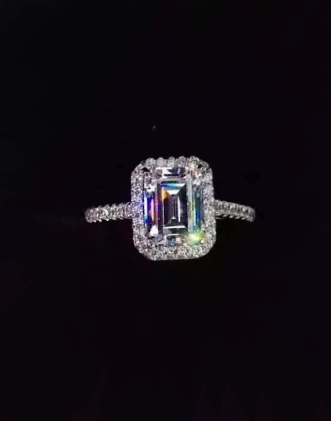 Emerald Cut Gemstone Diamond Ring