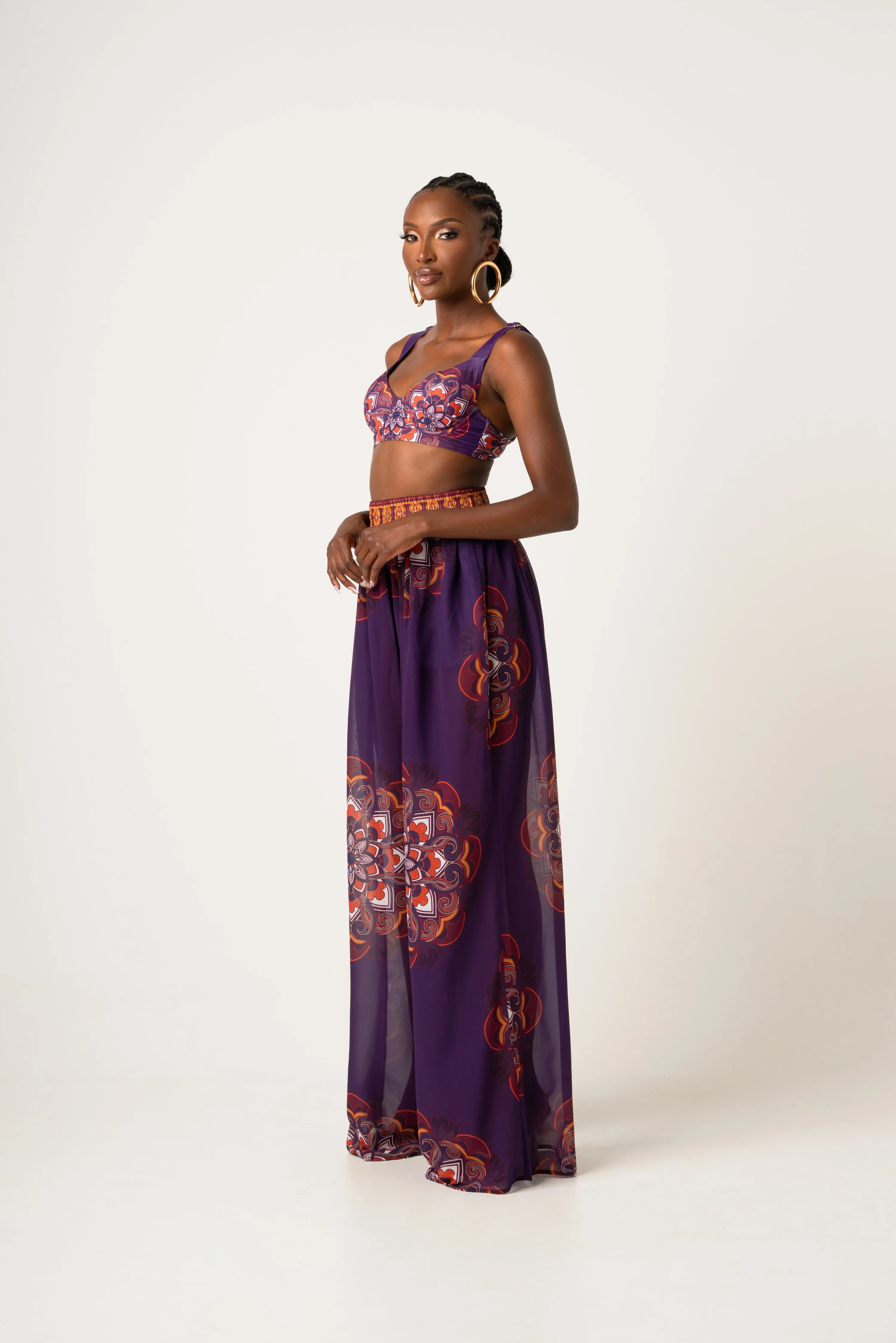 ENANG PURPLE CHIFFON PANTS