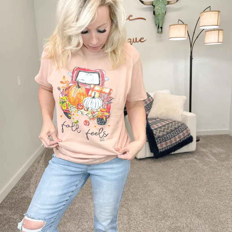 Fall Feels Soft Peach Graphic Tee