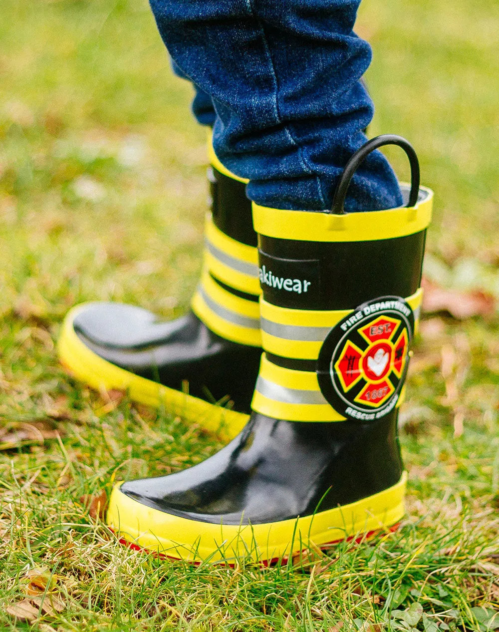 Fireman Rescue Loop Handle Rubber Rain Boots