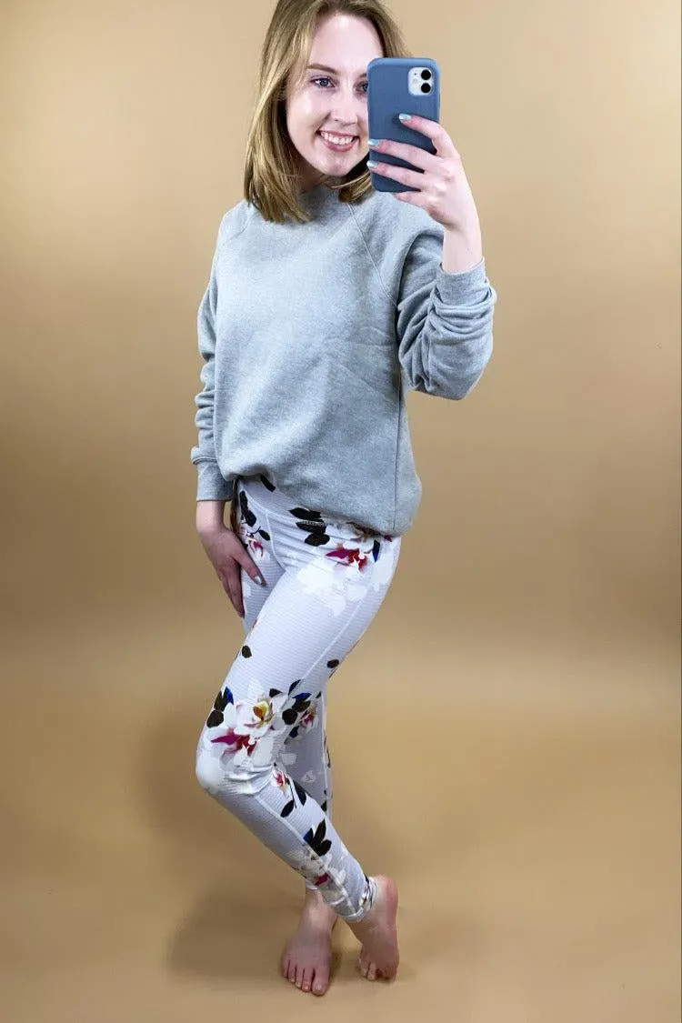 Floral print/Stripe Active Wear Leggings - FINAL SALE