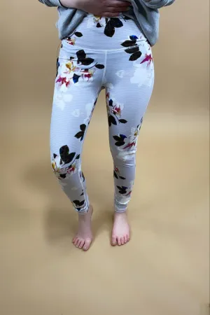 Floral print/Stripe Active Wear Leggings - FINAL SALE