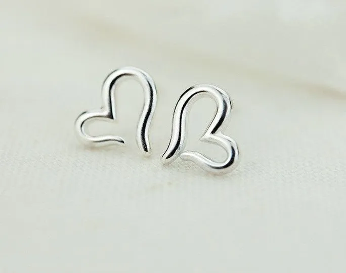 Fresh Accessories - Open Hearts Sterling Silver Stud Earrings