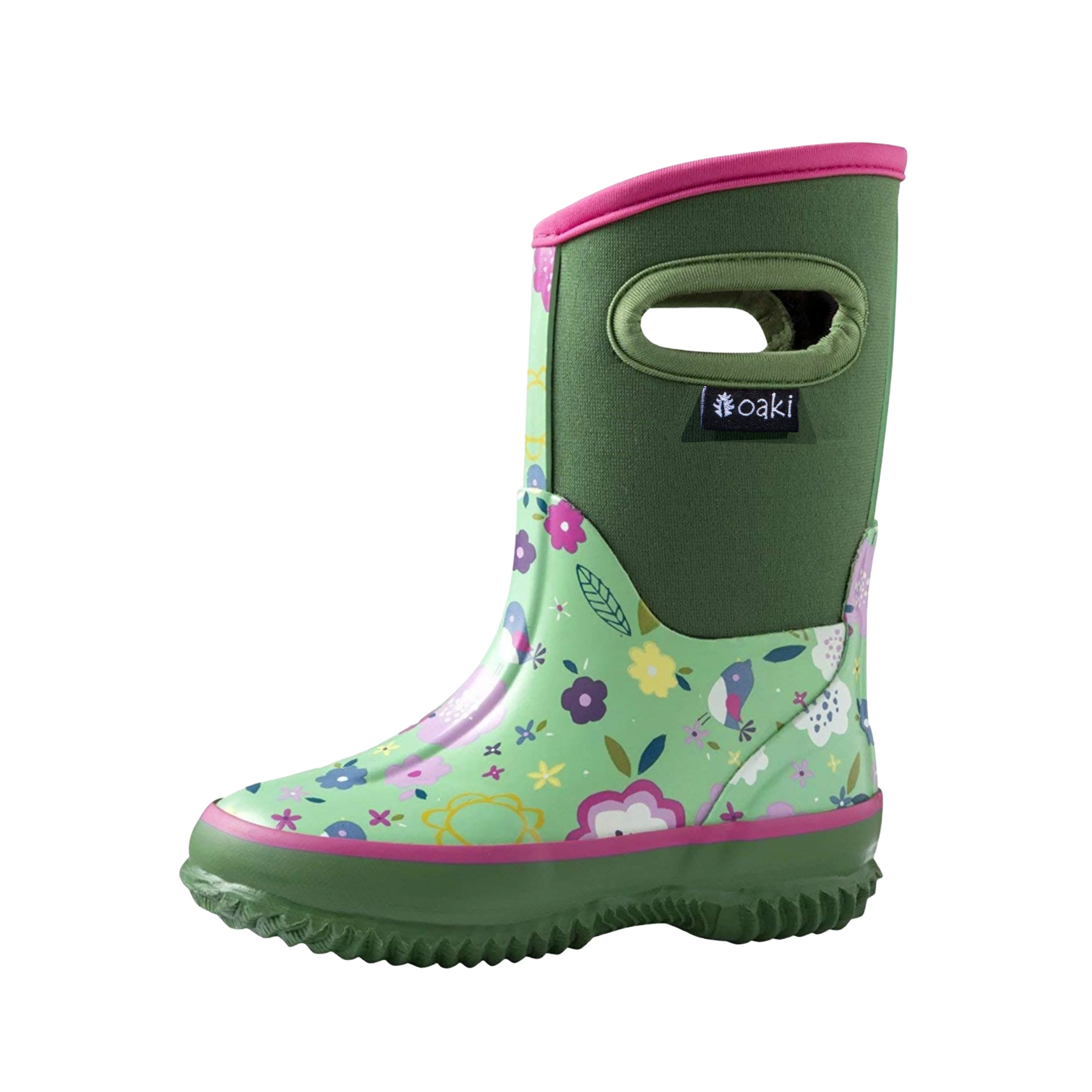 Green Floral Neoprene Rain/Snow Boots