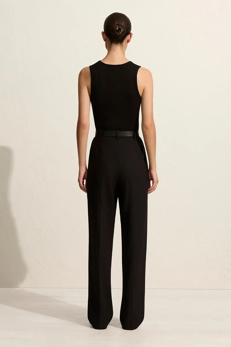 HIGH WAIST PLEAT PANT-BLACK