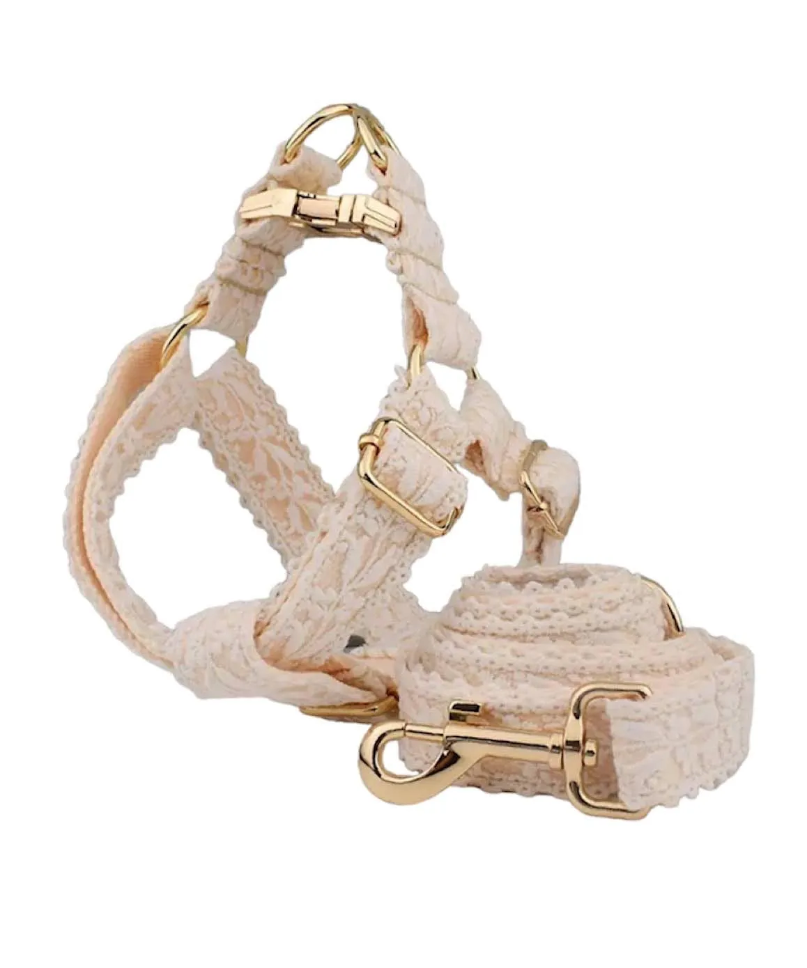 Lace Gold Dog Pet Harness And Leash