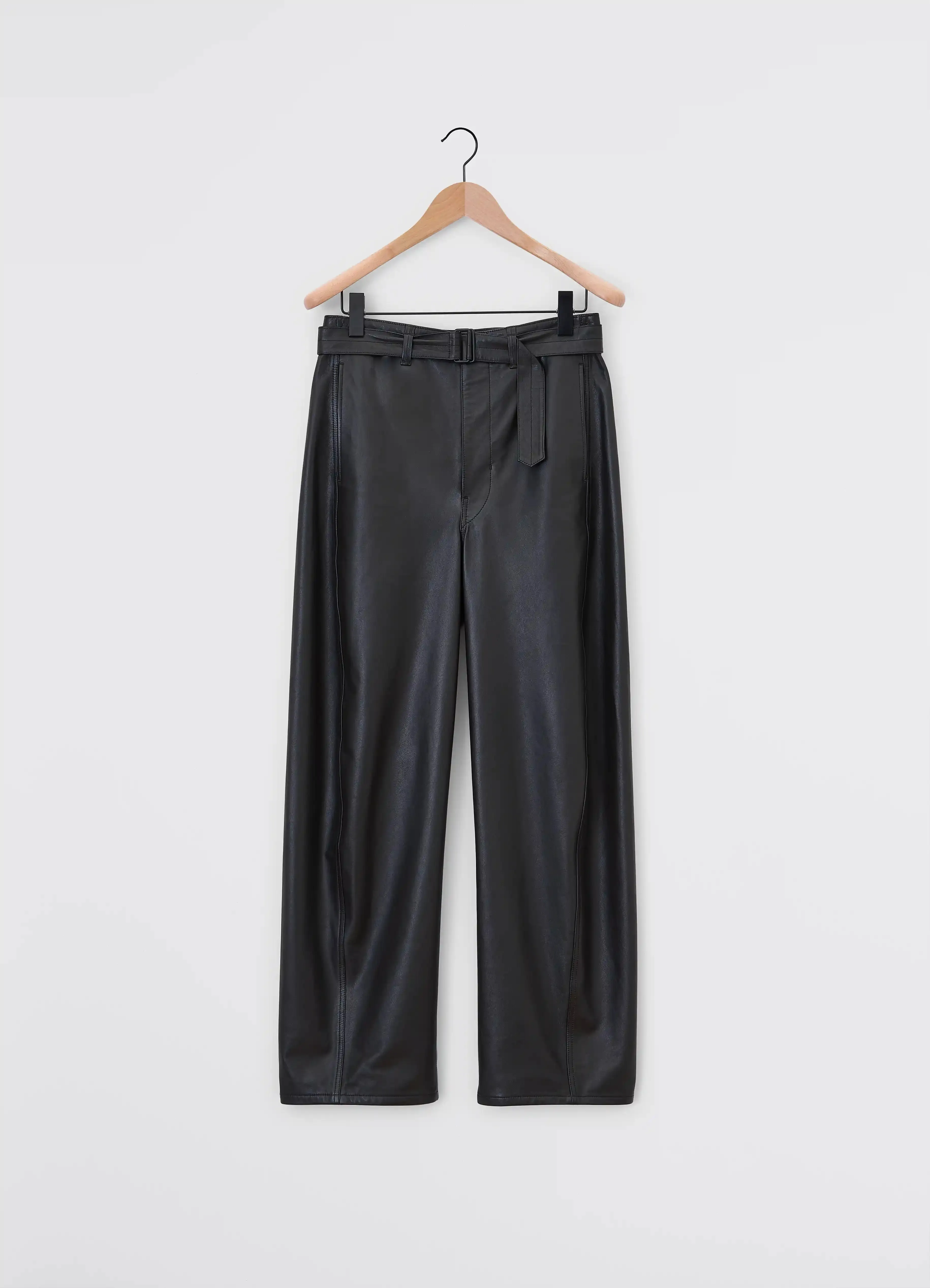 LEATHER BELTED TWISTED PANTS