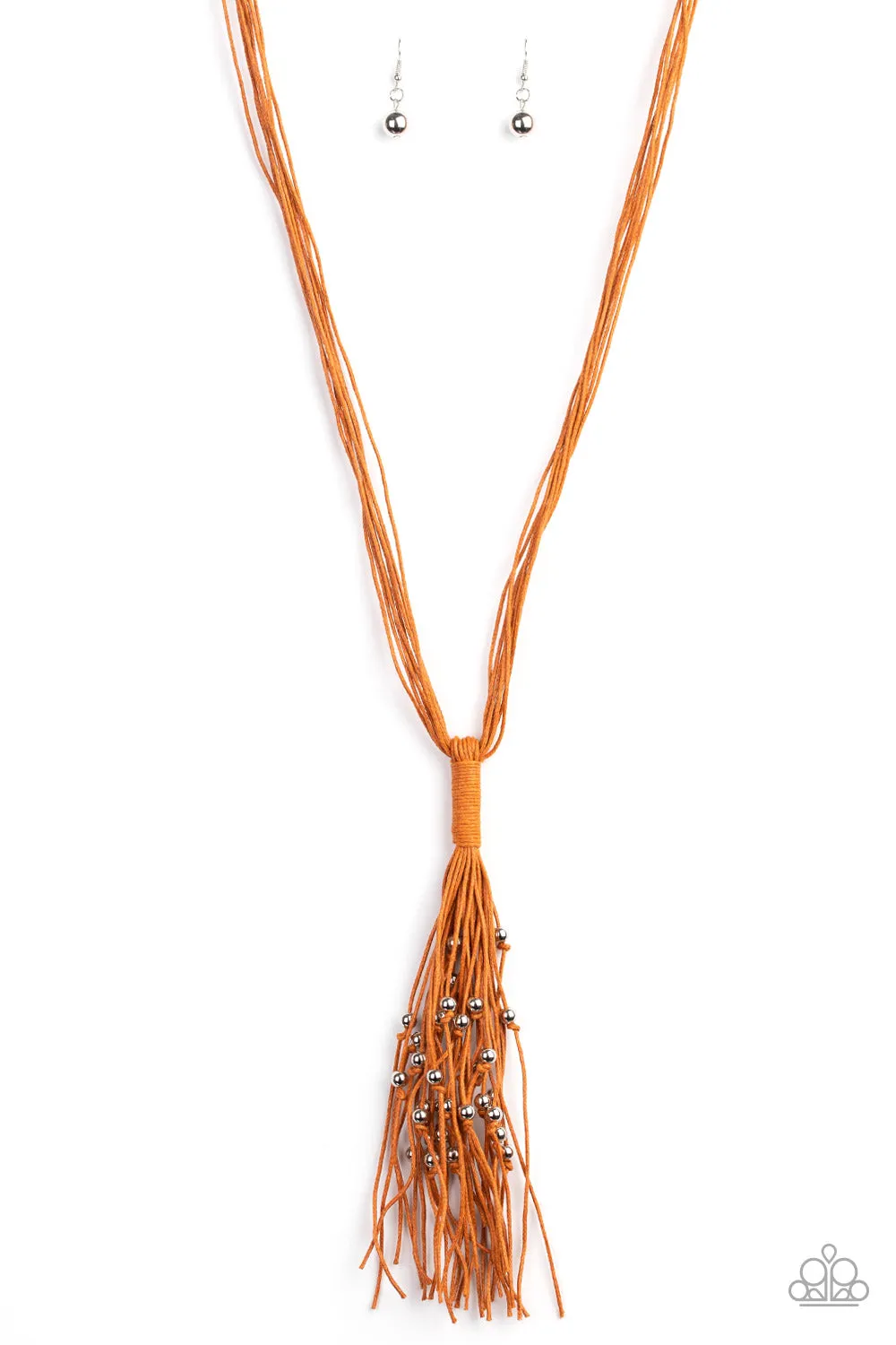 Paparazzi Accessories - Hand-Knotted Knockout - Orange Necklace