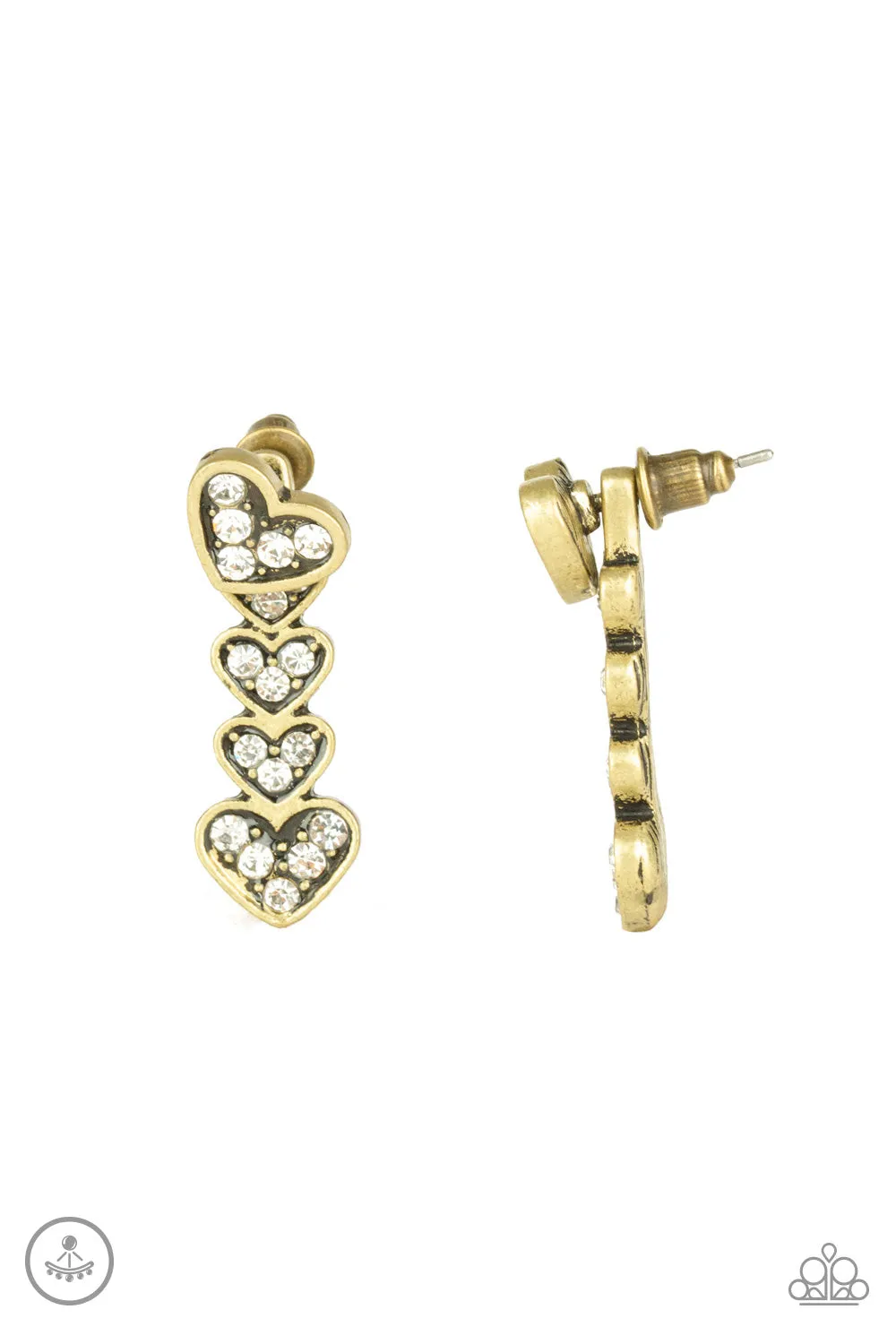 Paparazzi Accessories - Heartthrob Twinkle - Brass Earrings