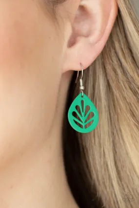 Paparazzi Accessories - LEAF Yourself Wide Open - Green Earrings