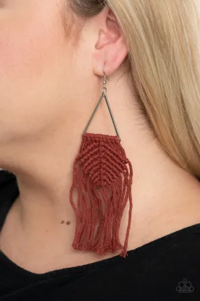 Paparazzi Accessories - Macrame Jungle - Brown Earrings