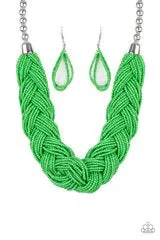 Paparazzi Accessories - The Great Outback - Green Seed Bead Necklace