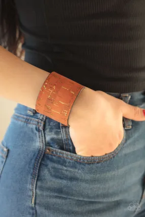 Paparazzi Accessories - Up To Scratch - Orange Cork Cuff Bracelet