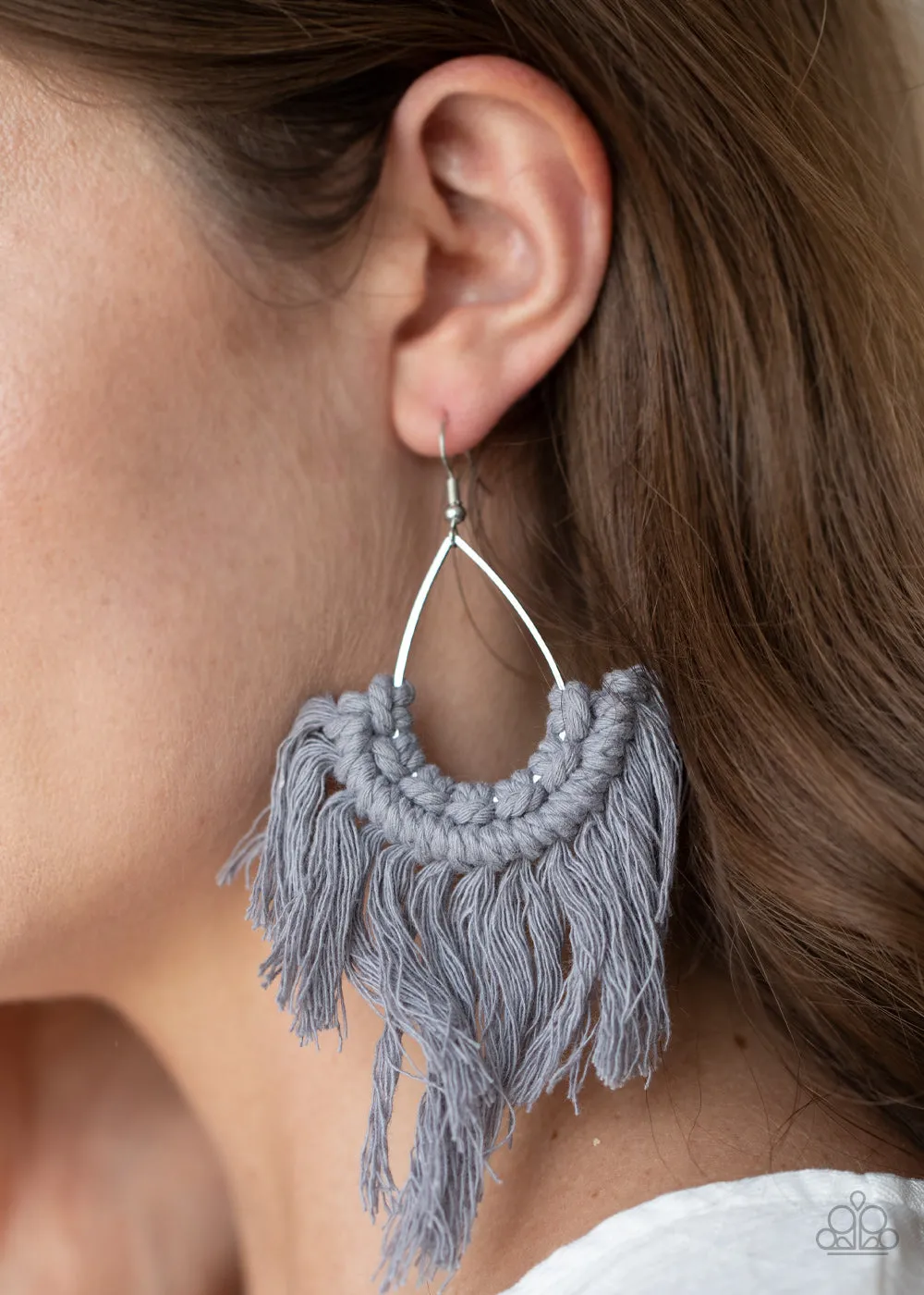 Paparazzi Accessories - Wanna Piece Of MACRAME? - Silver Earrings