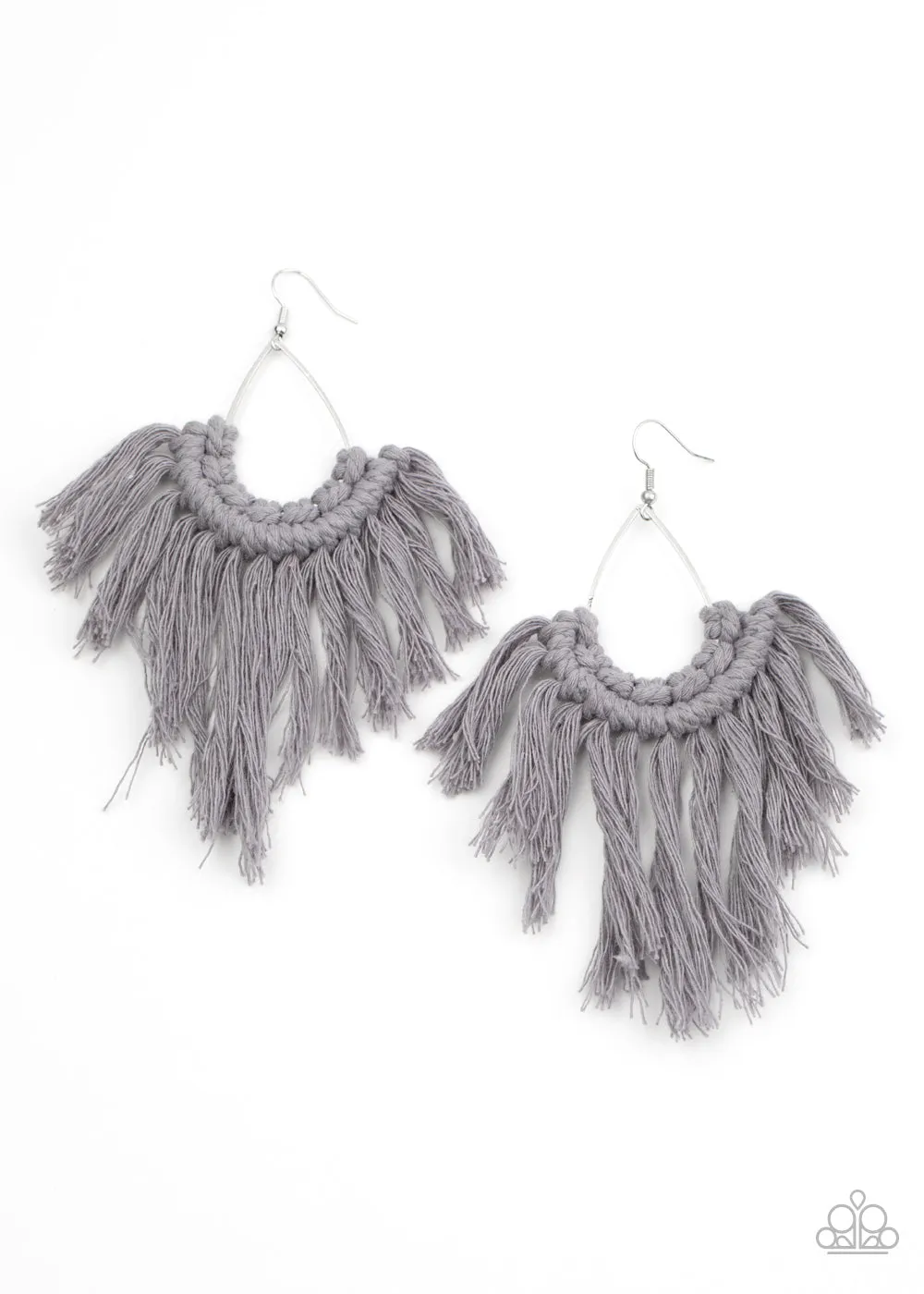 Paparazzi Accessories - Wanna Piece Of MACRAME? - Silver Earrings