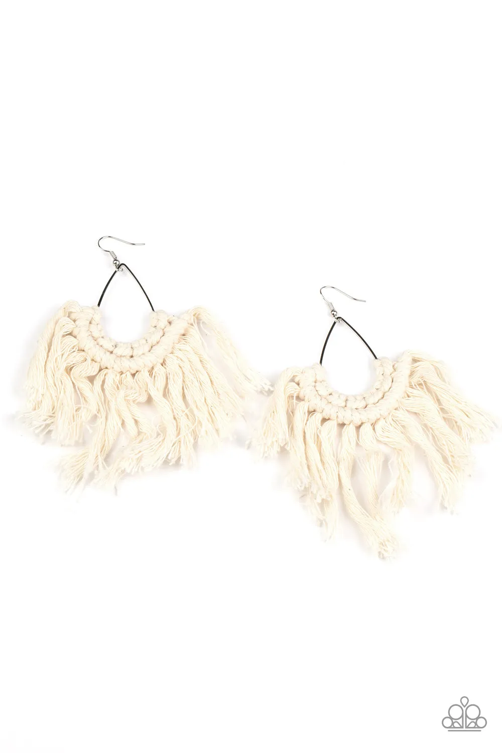 Paparazzi Accessories - Wanna Piece OF MACRAME? - White Earrings