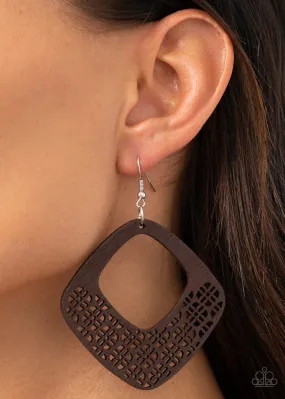 Paparazzi Accessories - WOOD You Rather - Brown Earrings