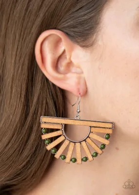 Paparazzi Accessories - Wooden Wonderland - Green Earrings