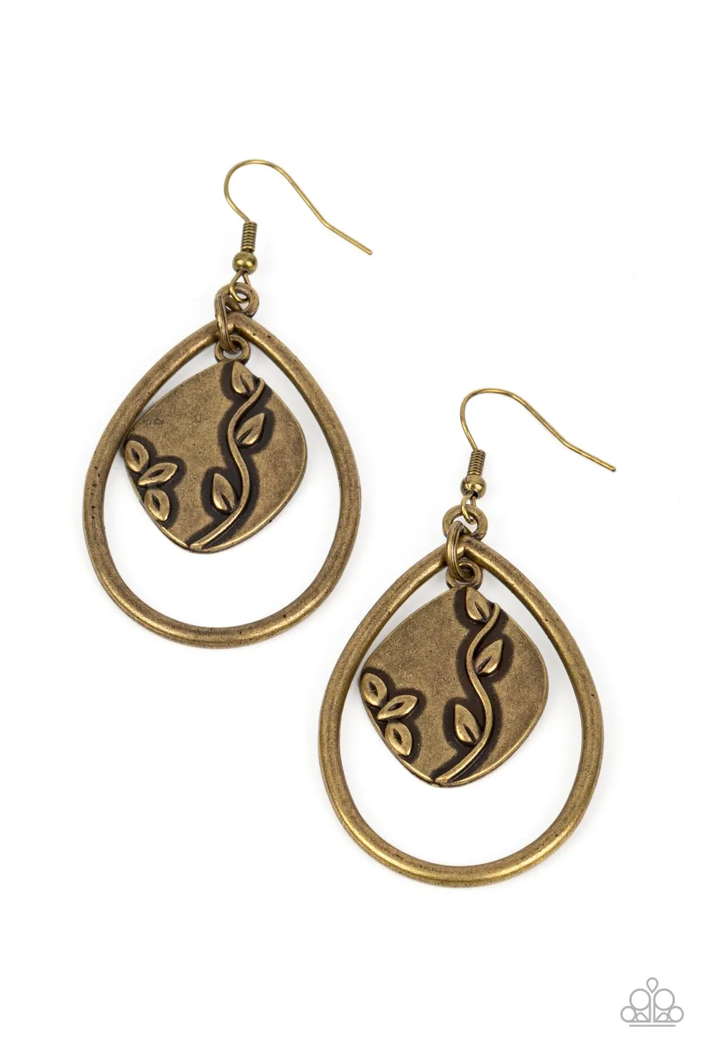 Paparazzi Artisan Refuge - Antique Brass Vines Teardrop Earring