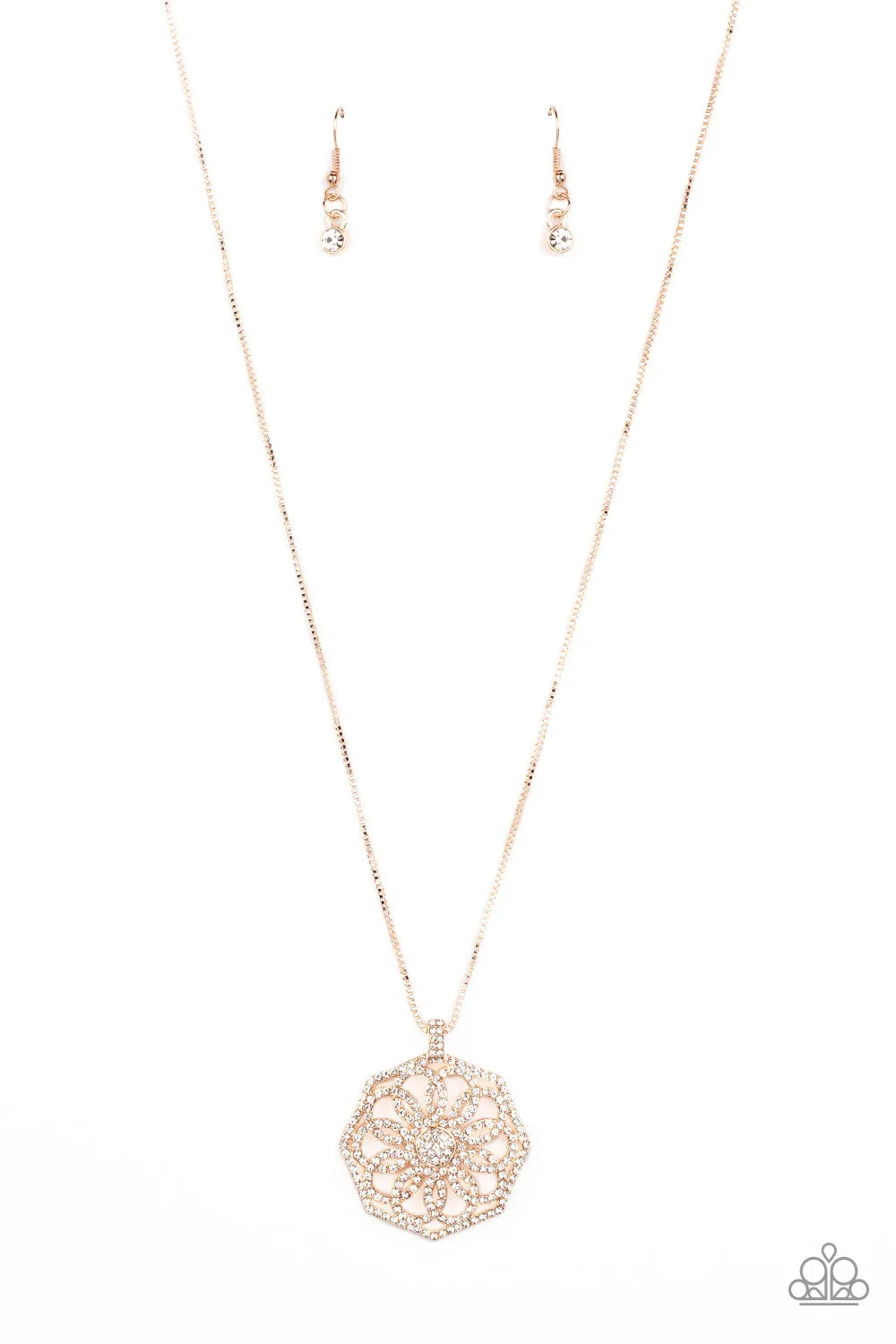 Paparazzi Botanical Bling - Rose Gold Pendant Long Necklace