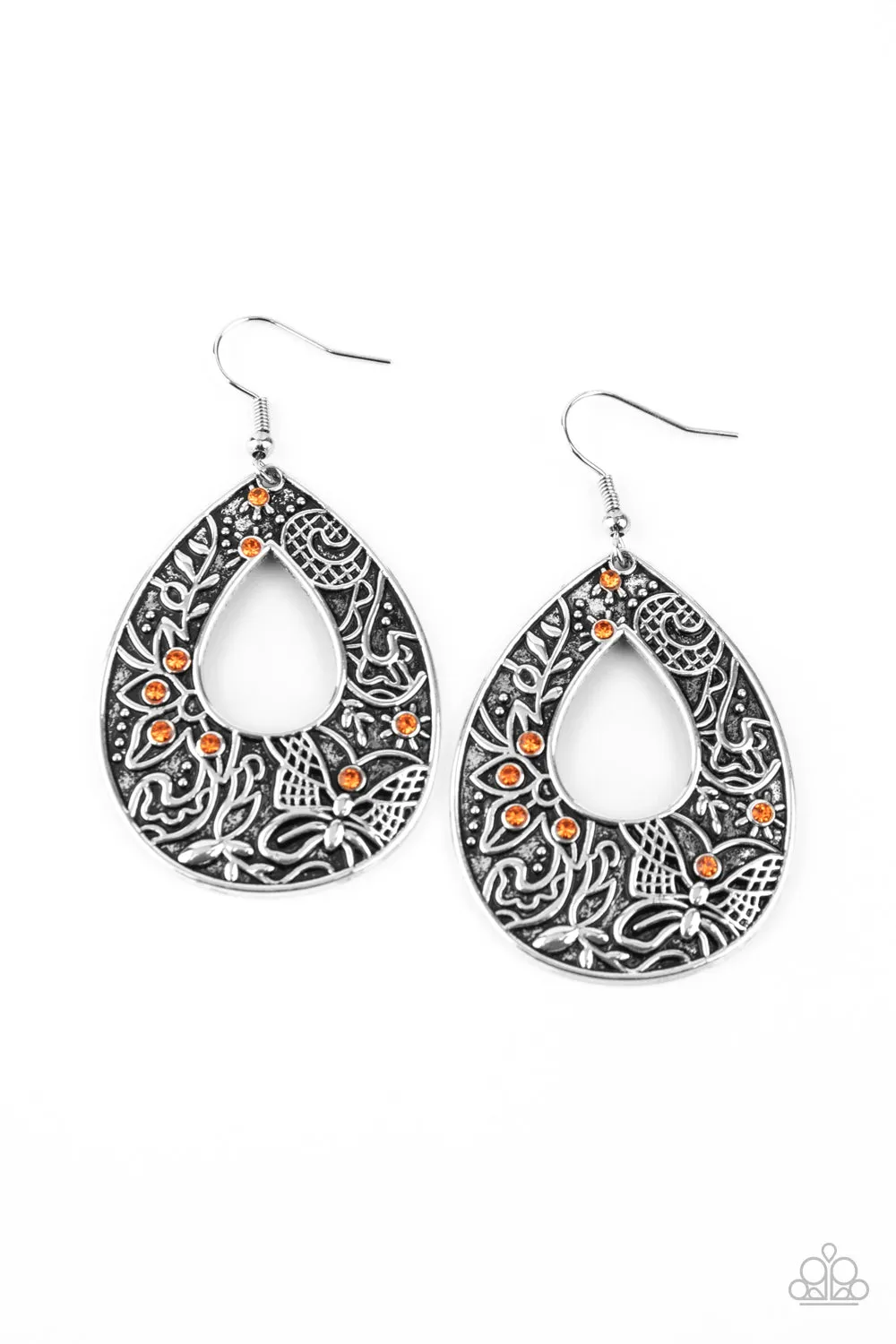 Paparazzi Botanical Butterfly - Orange Earring