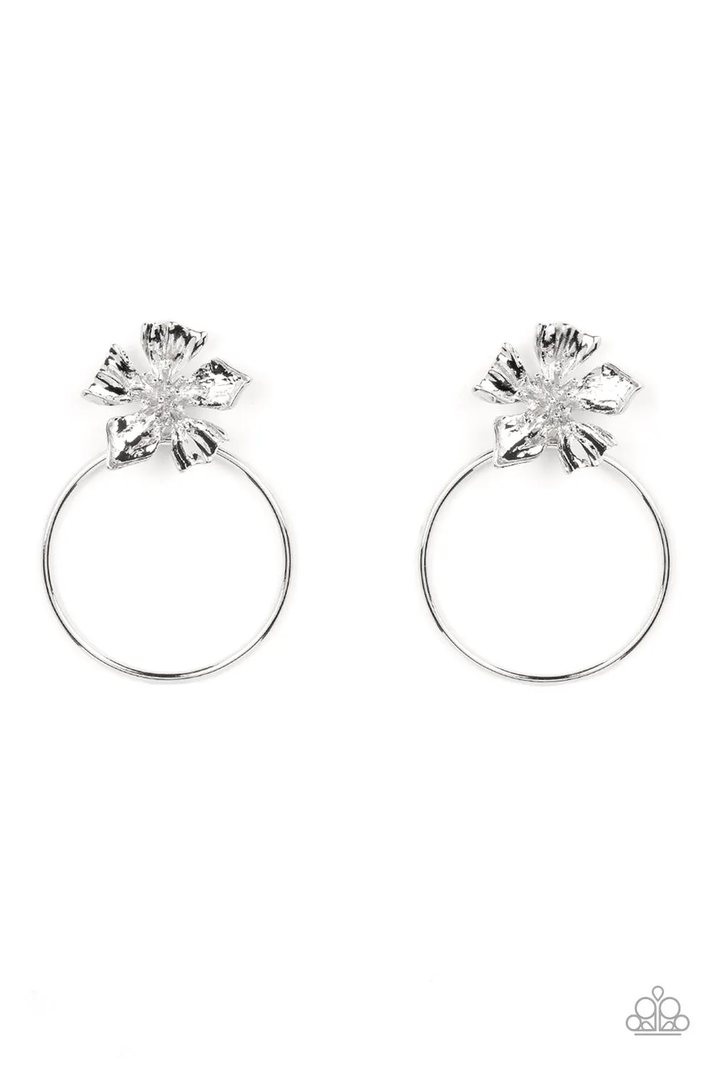 Paparazzi Buttercup Bliss - Silver Floral Post Earrings