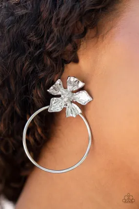 Paparazzi Buttercup Bliss - Silver Floral Post Earrings