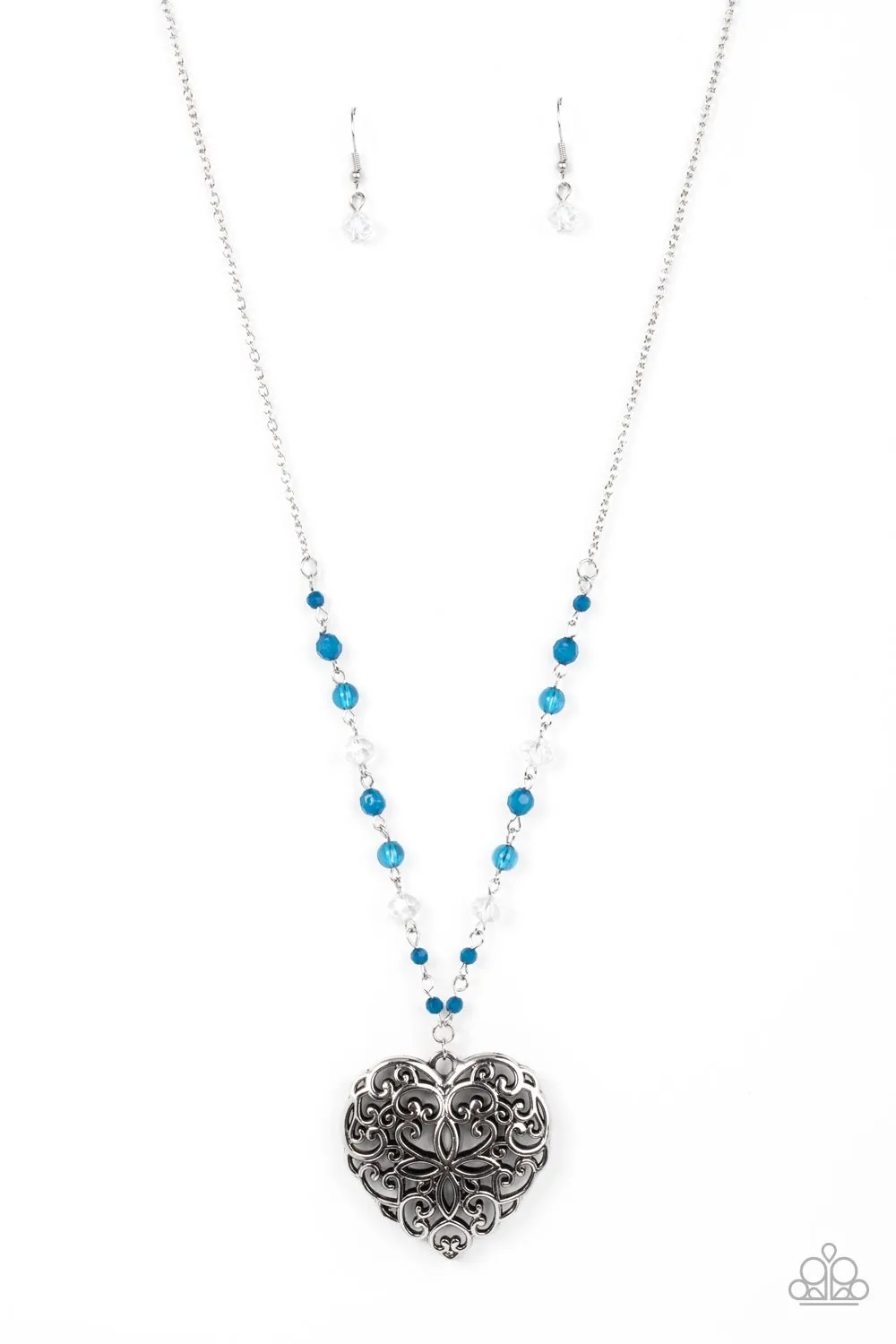 Paparazzi Doting Devotion - Blue Heart Long Necklace