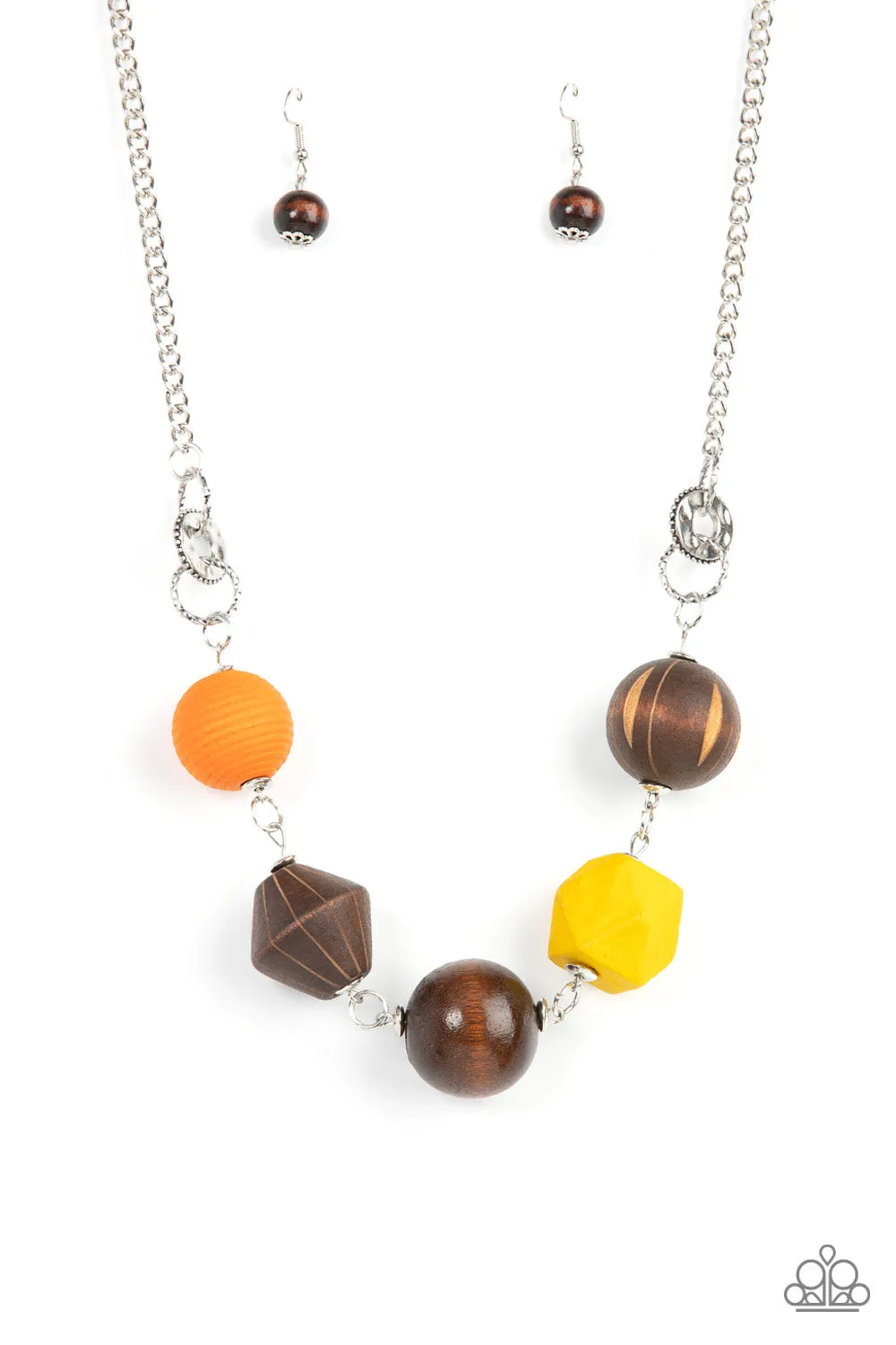 Paparazzi Eco Extravaganza - Multi Yellow and Orange Wooden Beads Necklace