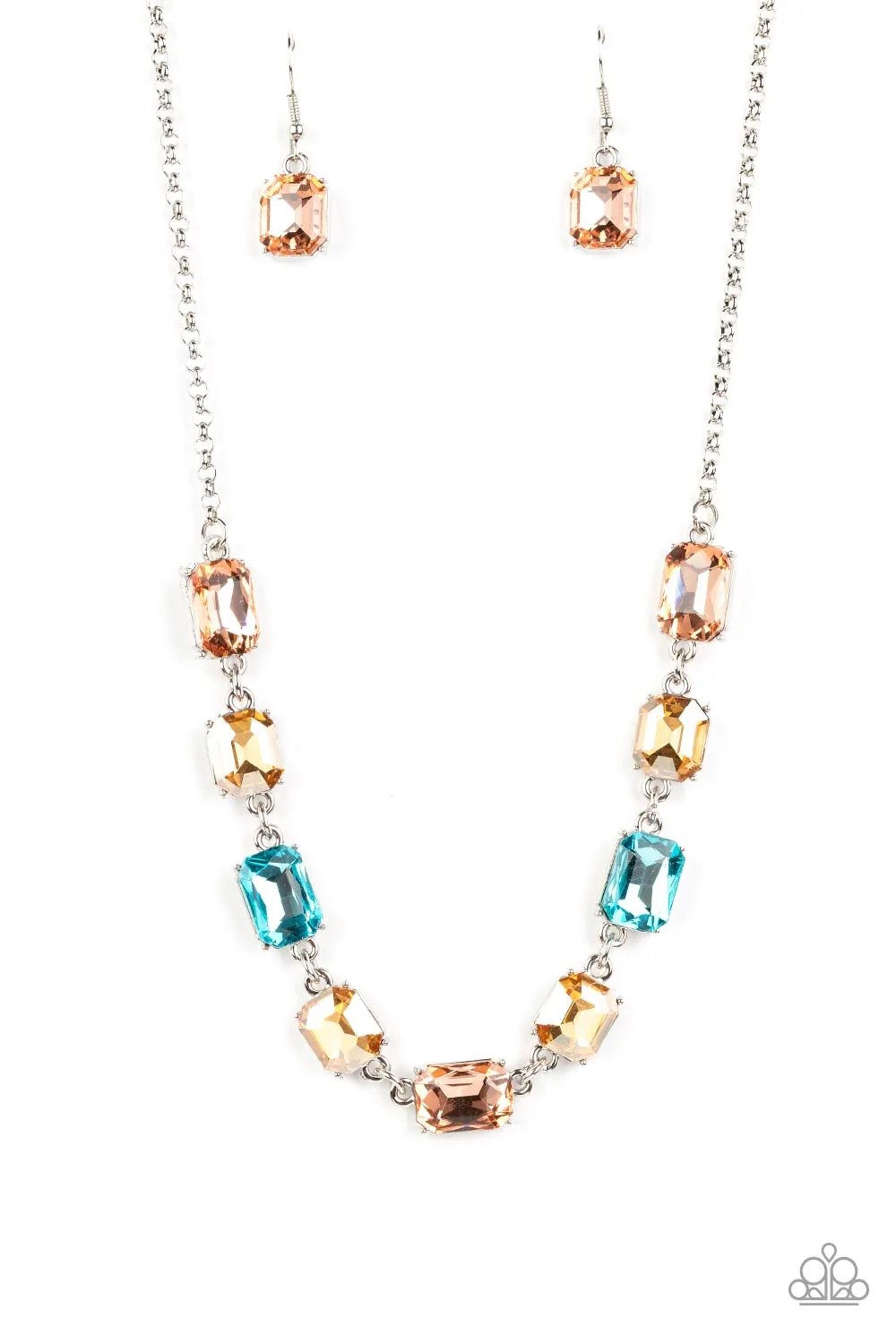 Paparazzi Emerald Envy - Multi Color Peach, Yellow, Blue Necklace