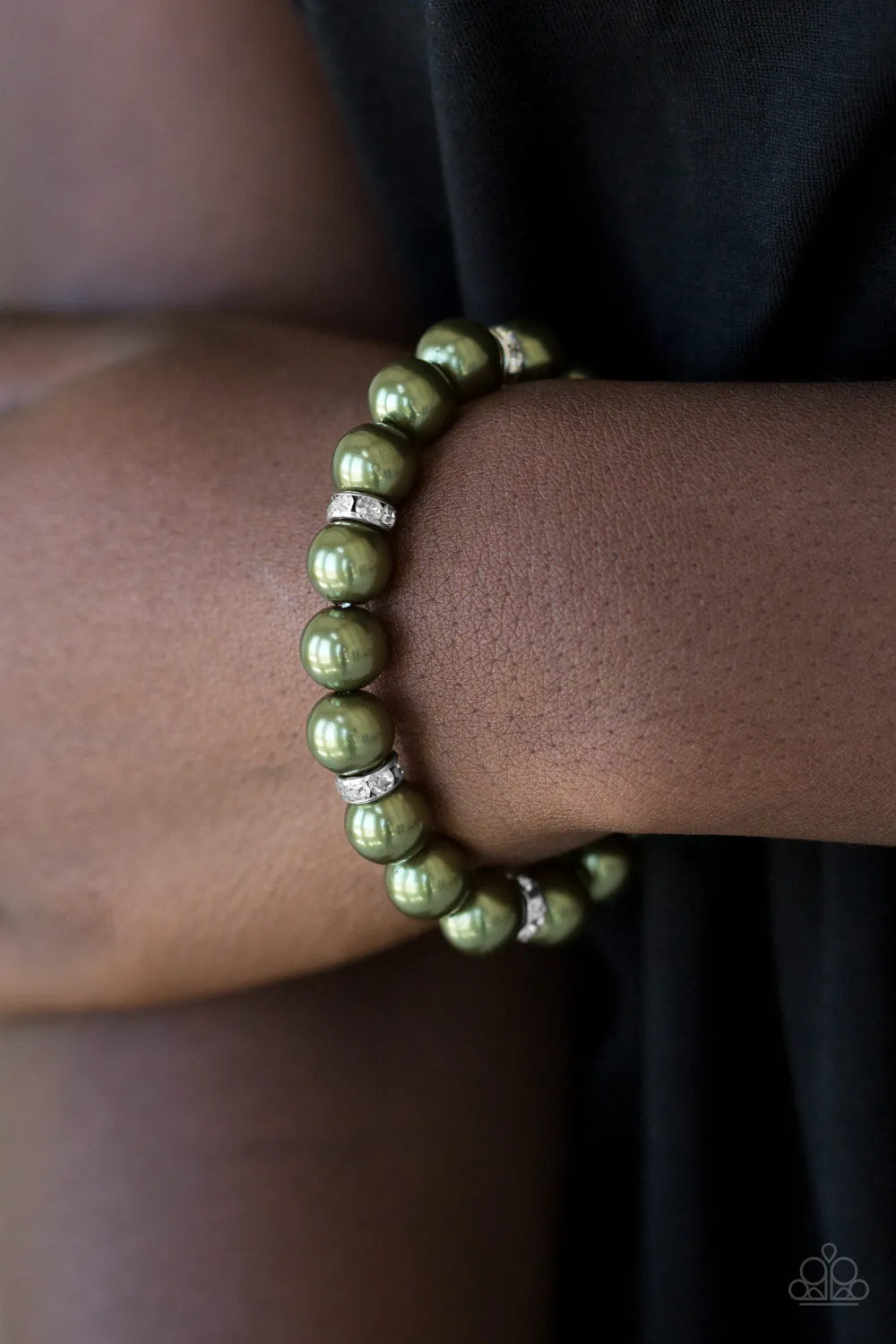 Paparazzi Exquisitely Elite Green Pearls Bracelet