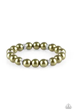 Paparazzi Exquisitely Elite Green Pearls Bracelet